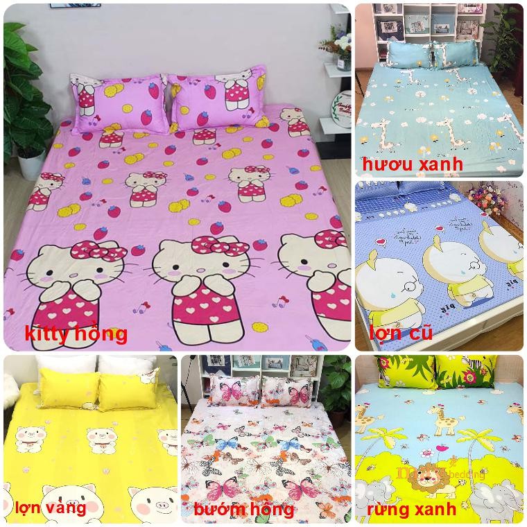 Ga Trải Giường Poly Cotton Kèm 2 Vỏ Gối Nằm m6/m8