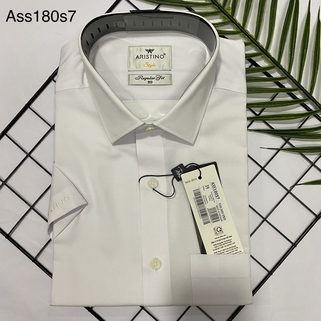 Áo sơ mi ARISTINO ngắn tay trắng tinh - ASSR01-ASSR03- reguler- tag 595k