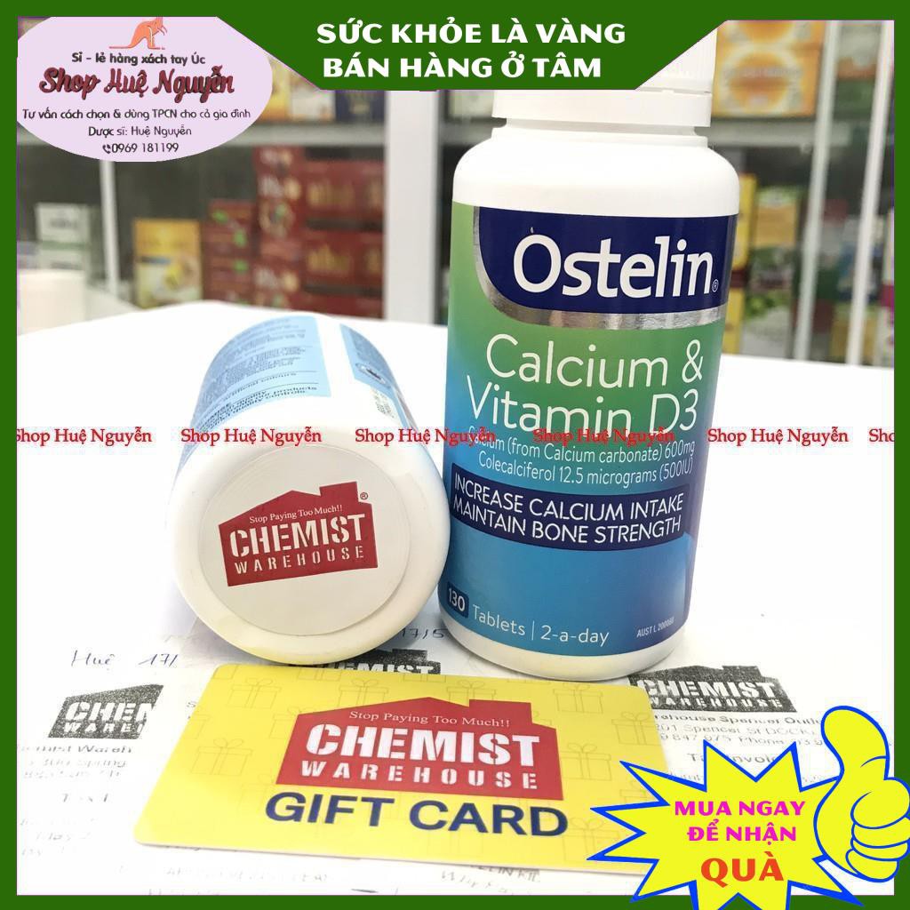 Canxi Ostelin Calcium - Vitamin D3 130 Viên - Mẫu mới 2020 BẦU BÍ