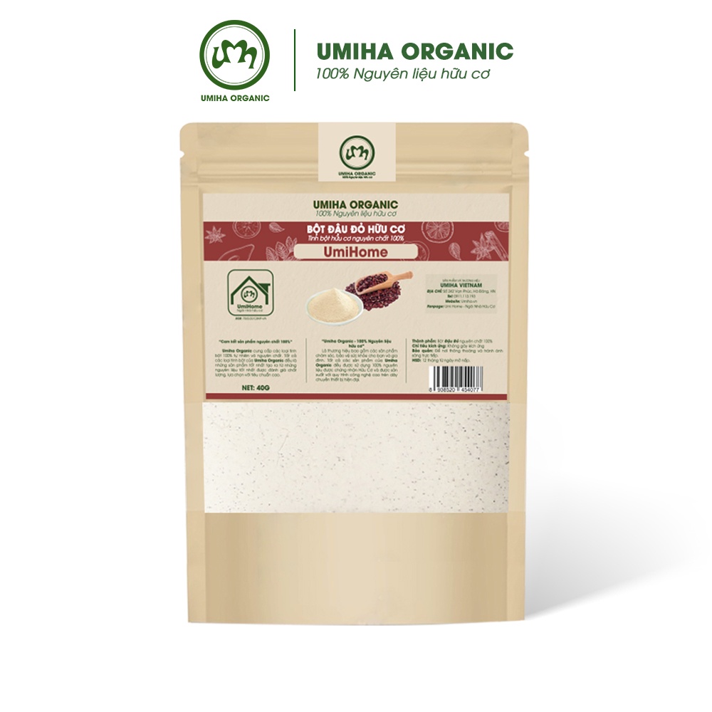 Bột Đậu Đỏ hữu cơ UMIHA ORGANIC nguyên chất 40G - Dùng dưỡng trắng toàn thân, mặt nạ dưỡng da giúp da trắng mịn da