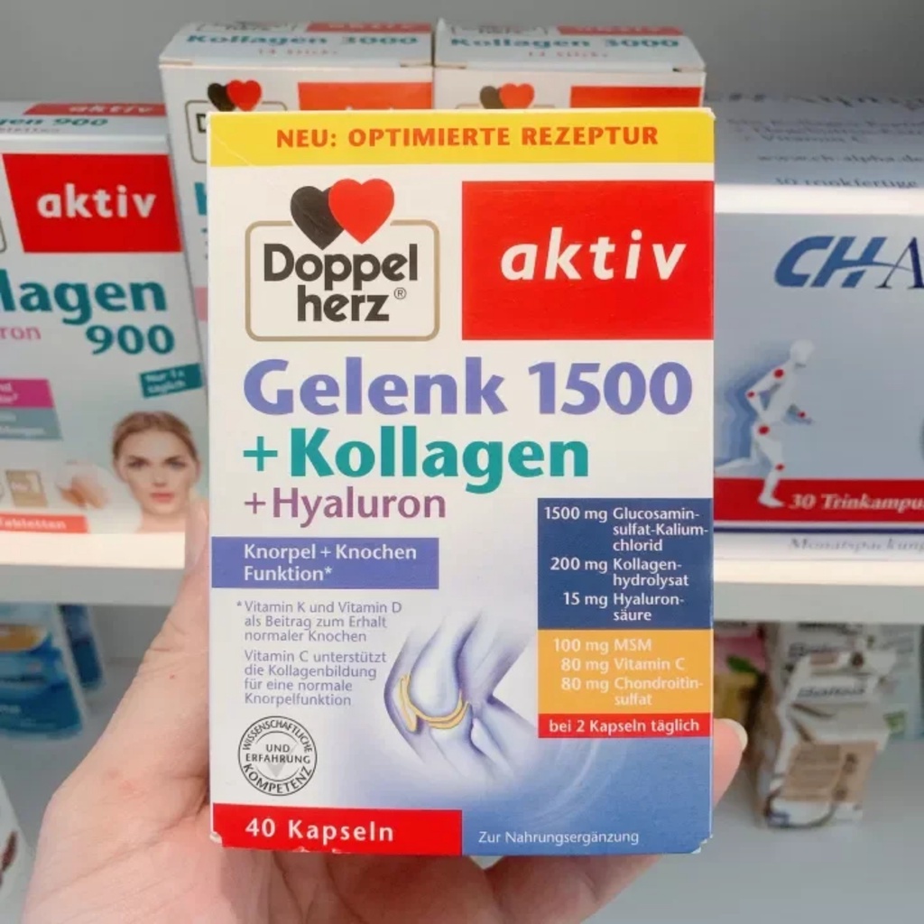 Gelenk 1500 + Kollagen + Hyaluron 40 Kapseln [Hàng Đức]