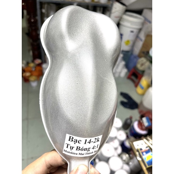✆Màu Sơn Bạc Tự Bóng 14-2K 2 Thành Phần Tỉ Lệ 4:1 (Sơn Oto Xe Máy) Đóng Lon 1Kg