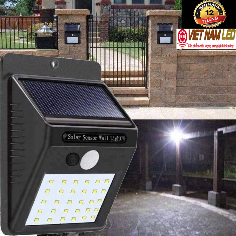 Đèn led năng lượng mặt trời có cảm biến chuyển động 7W, 30 led, vnled.vn, vietnamled.vn 0936395395