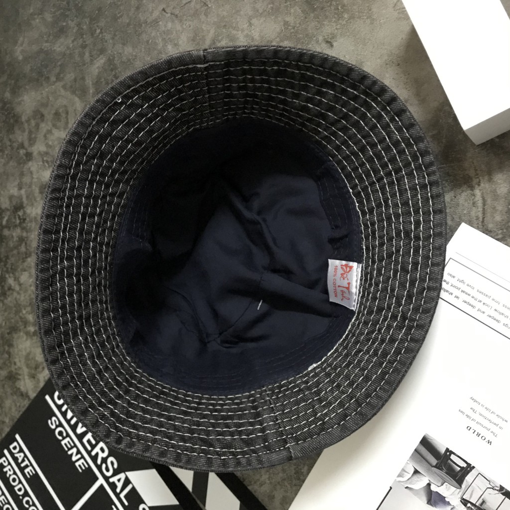 Nón Tai Bèo - Mũ Bucket JEANS Rách Thêu Hoa Cúc Phối Chữ Thời Trang BỤI BẶM , CÁ TÍNH