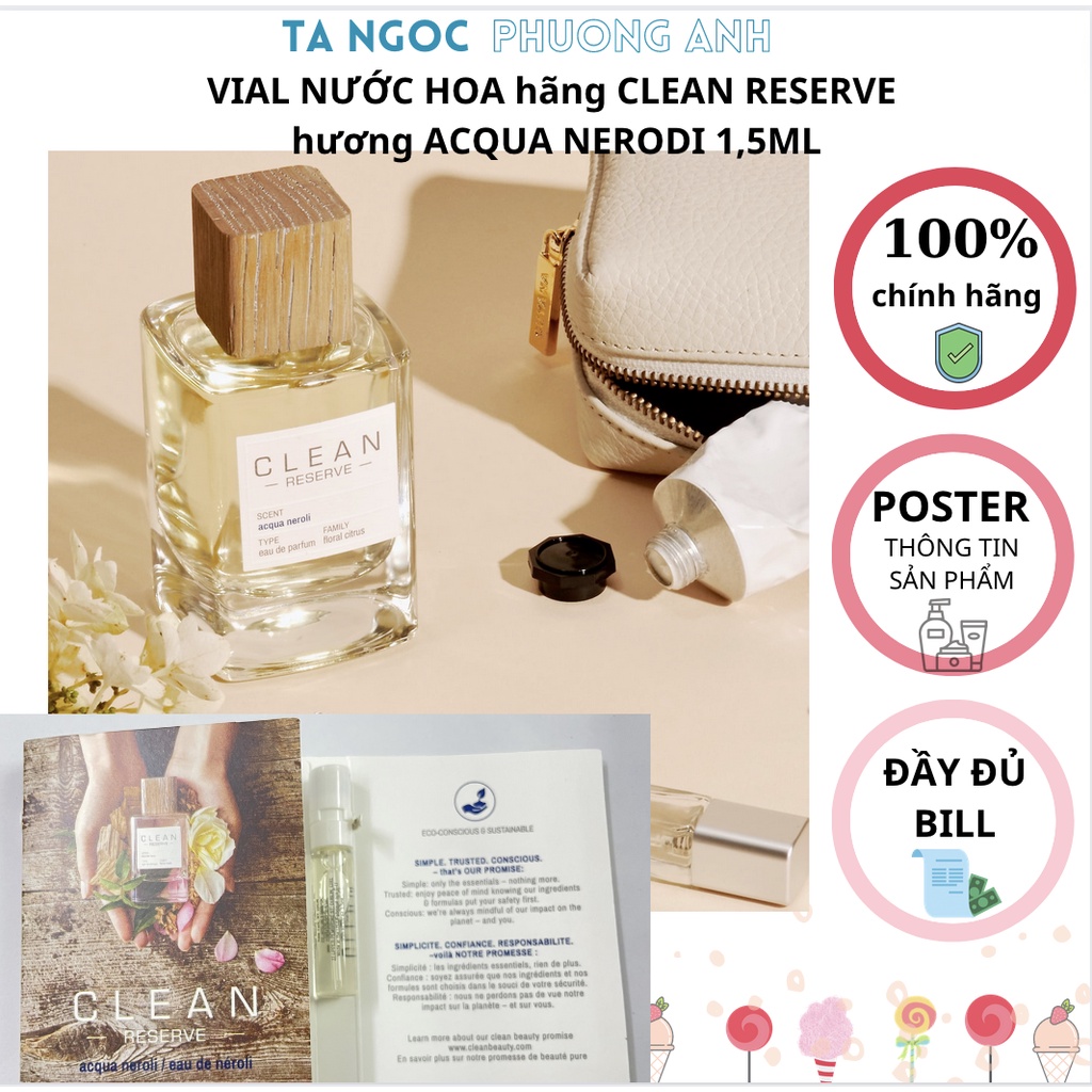 VIAL NƯỚC HOA hãng CLEAN RESERVE hương ACQUA NERODI 1,5ML