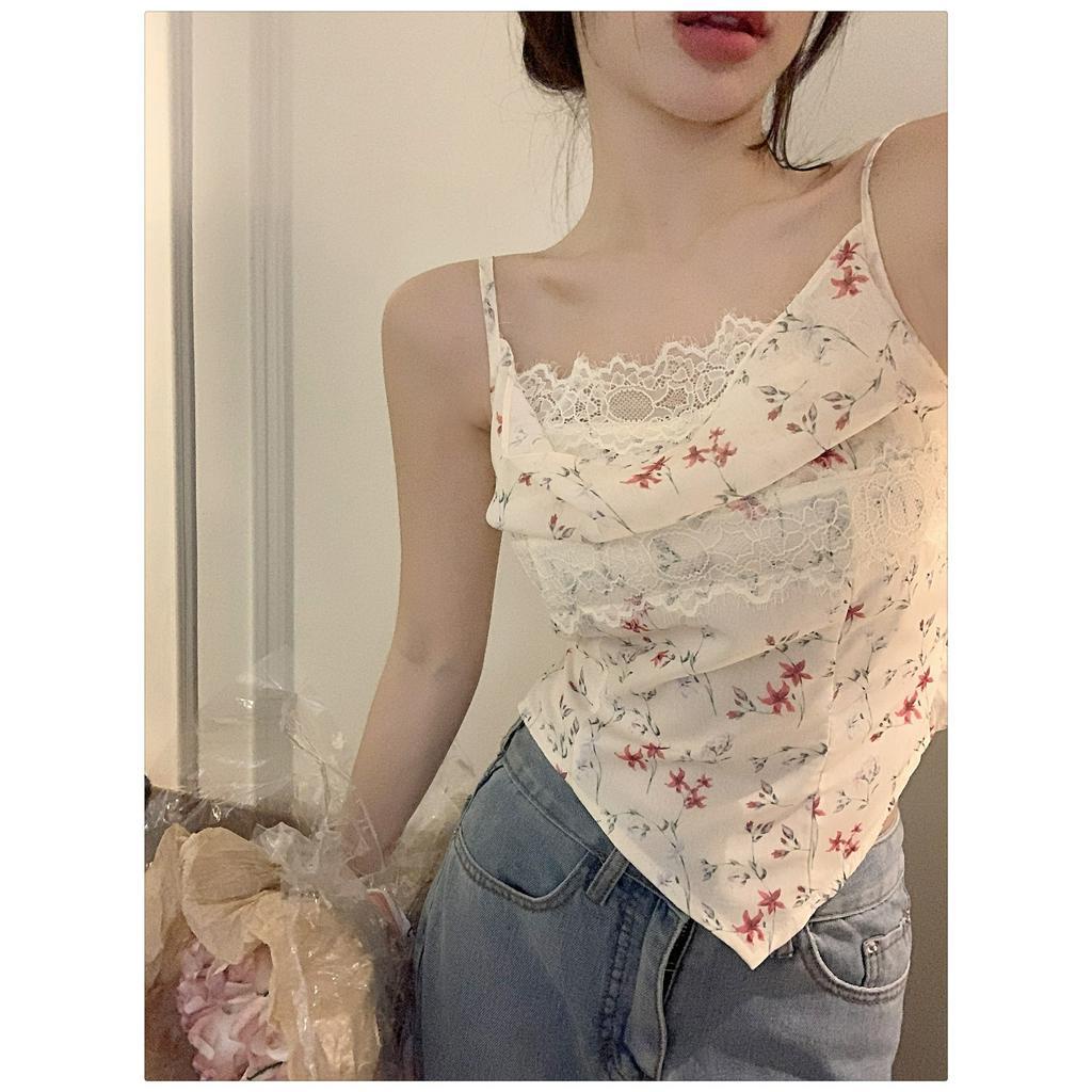 Porozi Áo Sát Nách Chất Liệu chiffon Phối Ren Hoa Thời Trang Mùa Hè Cho Nữ