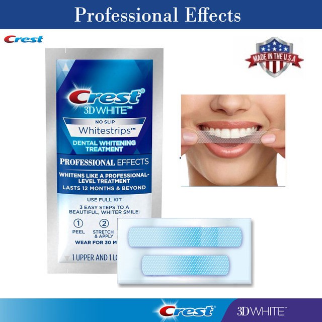 [Có Sẵn - Chính hãng] Set 2 gói liệu trình dán trắng răng Crest 3D White Professional Effects dành cho răng thường