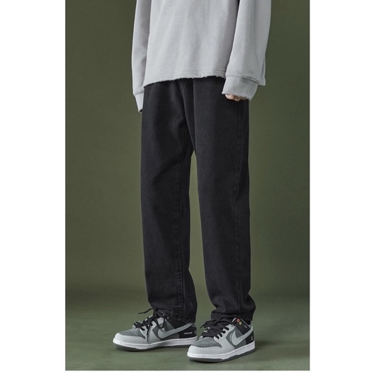 Quần jean đen Nam dáng suông Ulzzang