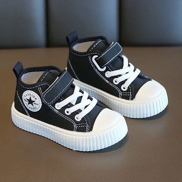 GIÀY THỂ THAO CAO CỔ CANVAS CHO BÉ TRAI BÉ GÁI - GIÀY SNEAKERS CHO BÉ CÓ QUAI DÁN, VẢI MỀM, ĐẾ ÊM CHÂN (SZ22-SZ33) A1