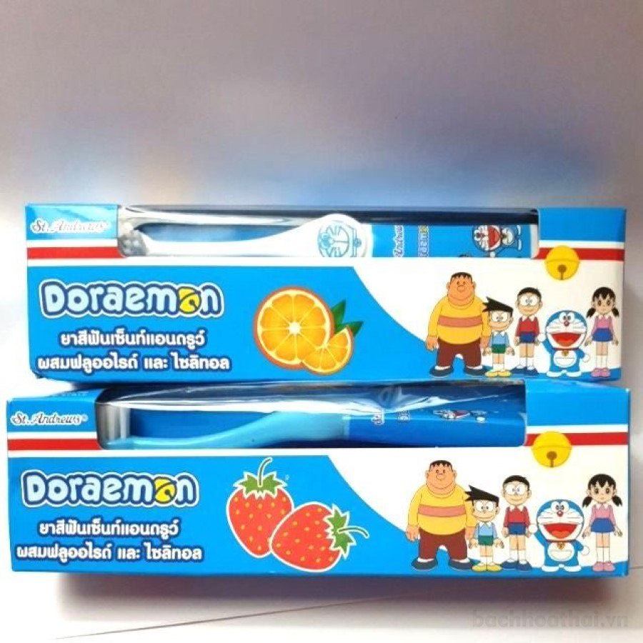 Bộ kem đánh răņg trẻ em kèm bản chải St. Andrew phiên bản Doraemon Thái Lan