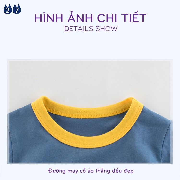 Áo phông bé trai cộc tay 27KIDS áo cặp áo đôi cho bé họa tiết khủng long chất cotton mẫu mới 2021