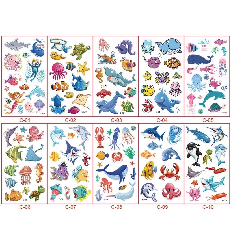 Miếng Dán Hình Xăm Tạm Thời Họa Tiết Động Vật Đáng Yêu Chống Nước Dùng Một Lần Cho Trẻ Em DIY