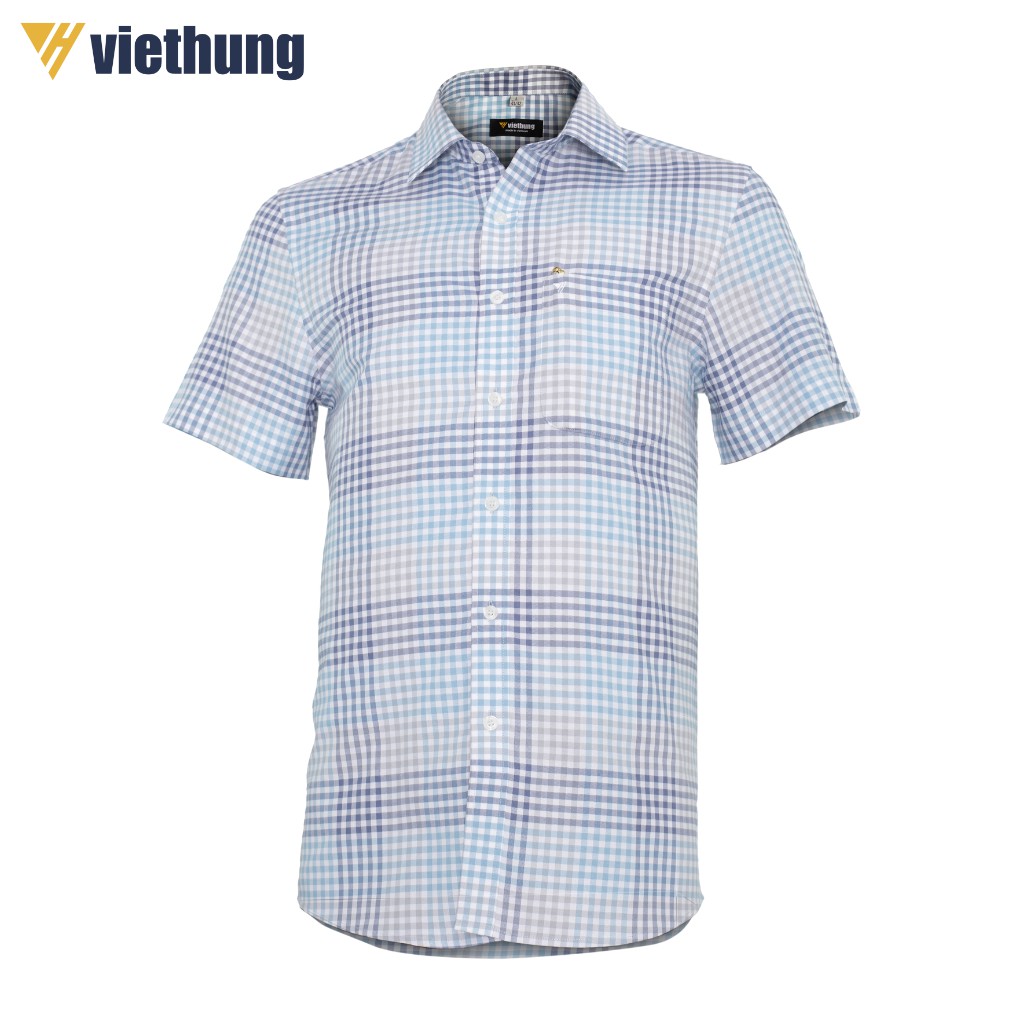 Áo Sơ Mi Nam Ngắn Tay Dáng Ôm VIỆT HƯNG Chất Vải Tổng Hợp Cotton Thoáng Mát Thiết Kế Vạt Bầu Họa Tiết Caro Nhiều Màu | BigBuy360 - bigbuy360.vn
