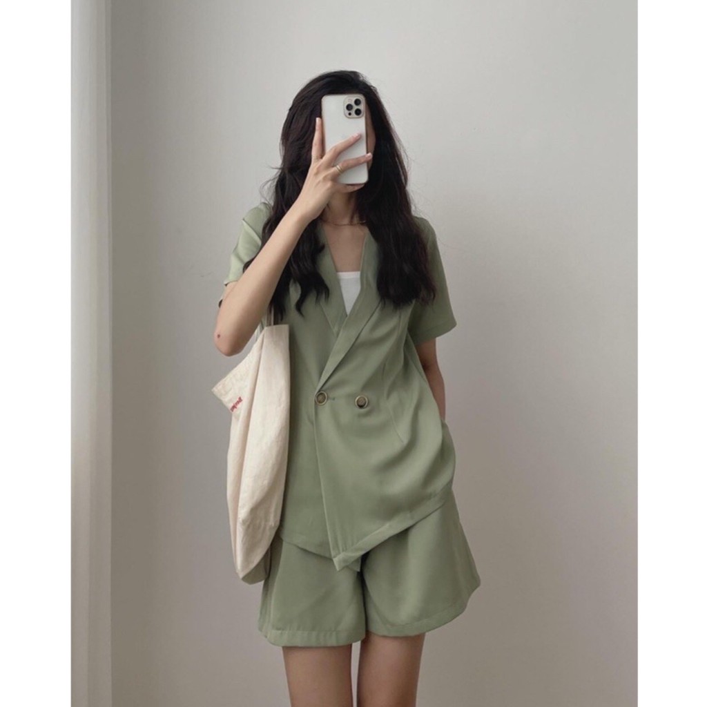 Set blazer tay ngắn quần short
