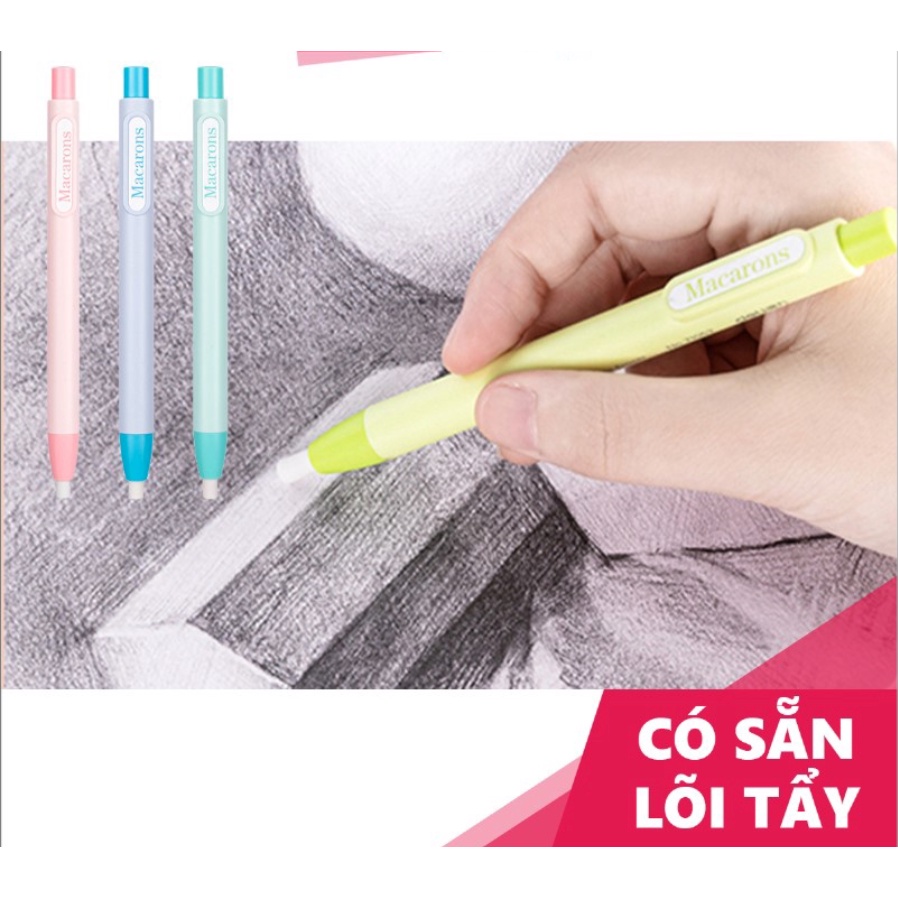 Tẩy chì dạng bút bấm Deli 71052 nhiều màu DIY Hồng/ Xanh dương/ Xanh ngọc/ Vàng chanh - MyNa Mart