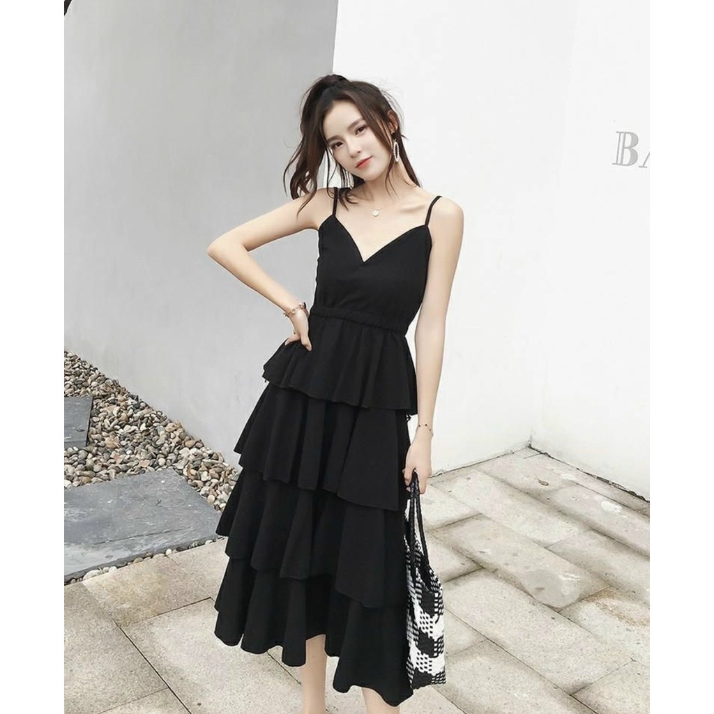 Đầm Maxi 4 Tầng Eo Chun 2 Màu - DM0085 | BigBuy360 - bigbuy360.vn