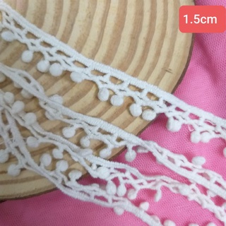 Ren chỉ cotton trang trí, màu trắng gạo  , size  1.5cm.