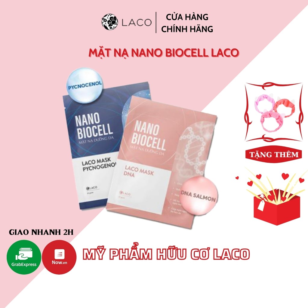 [6 MIẾNG]✅CHÍNH HÃNG✅Mặt Nạ NaNo BIOCELL - LACO MASK PYCNOGENOL Mặt Nạ Sinh Học Dưỡng Ẩm, Sáng Da, Ngừa Mụn