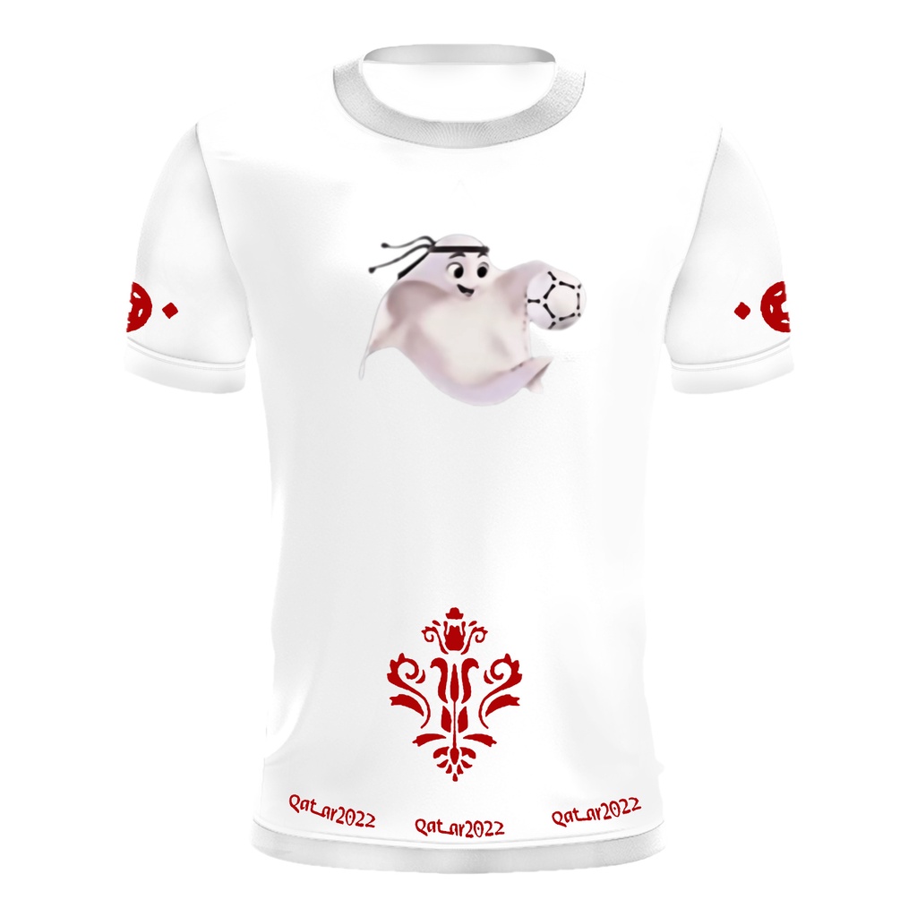 Áo Thun Tay Ngắn In Hình Đội Bóng Katar Mascot La 'Eeb Phong Cách Mới 2022