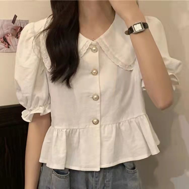 Áo Sơ Mi Tay Phồng Cổ Búp Bê Dáng Rộng Thời Trang 2022 Dành Cho Nữ