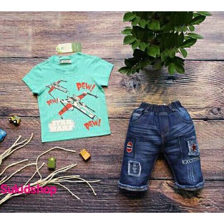 Quần áo trẻ em xuất khẩu cao cấp - Bộ Jean bé trai chiến tranh các vì sao thương hiệu Veco