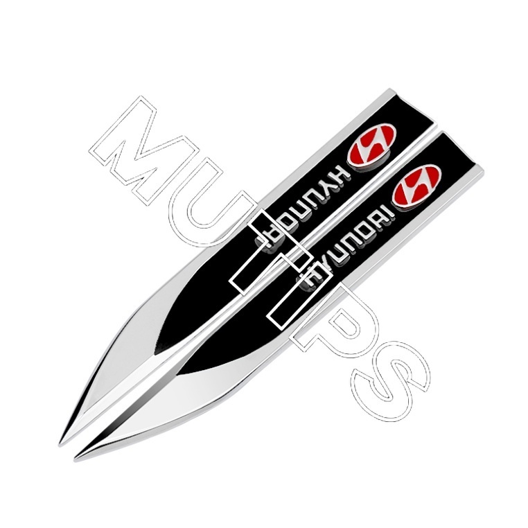 FENDER Bộ 2 Miếng Dán 3D Bằng Kim Loại Trang Trí Xe Hơi Hyundai Getz Accent Atoz i20 Trajet H1 i10 Kona Santa Fe
