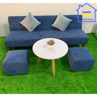 {sofa phòng khách cao cấp }Trọn bộ Sofa bed vải nỉ- chân gỗ- 180x900x40cm- nhiều màu