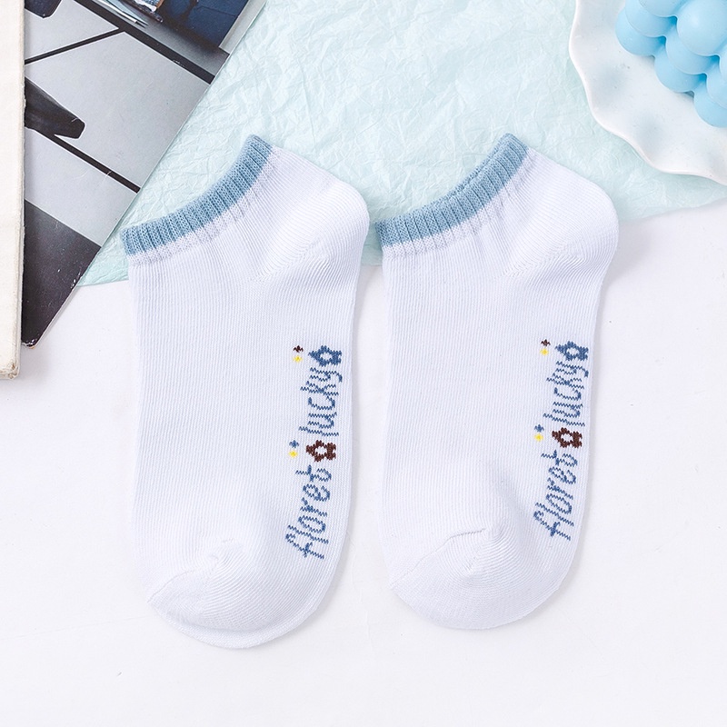 Tất Nữ Cổ Ngắn Phong Cách Hàn Quốc Họa Tiết Dễ Thương, Cute, Đáng Yêu Dễ Phối Đồ Họa Tiết Hoa Cúc