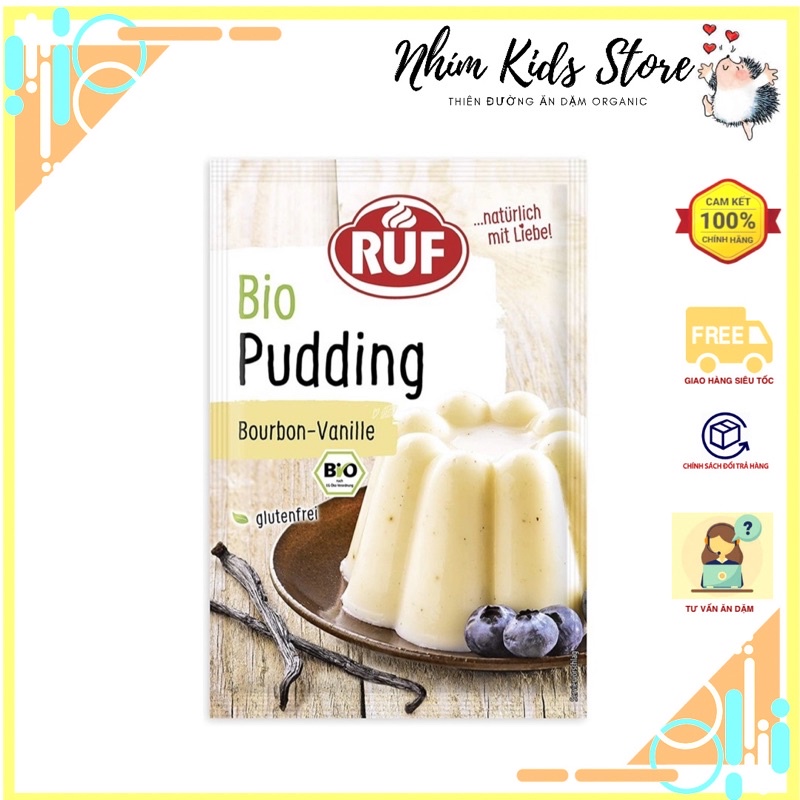 Bột pudding hữu cơ Ruf vị vani/ socola 40gam [Date 7/2023]