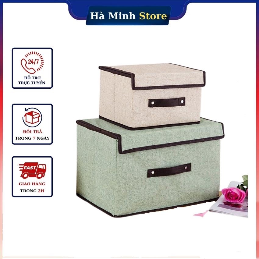 Combo 2 hộp vải đựng đồ thùng đựng quần áo đồ chơi đa năng bằng vải có nắp đậy tiện dụng túi đựng đồ đa năng cất tủ