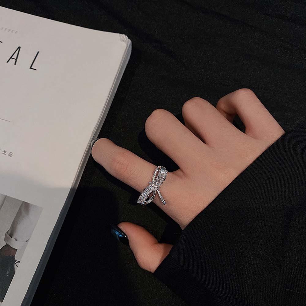 VANES1 Nhẫn Hở Đính Nơ Cỡ Lớn Thời Trang Cho Nữ