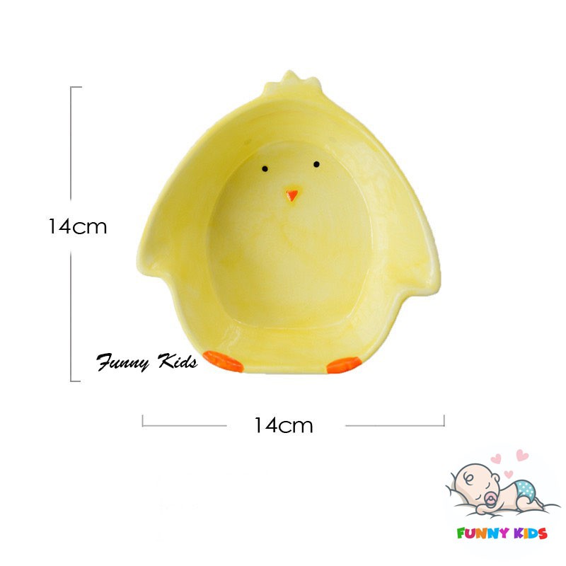 [Mã FMCG8 giảm 8% đơn 500K] Bát sứ ăn dặm tập ăn hình gà con cho bé - Funny Kids Shop