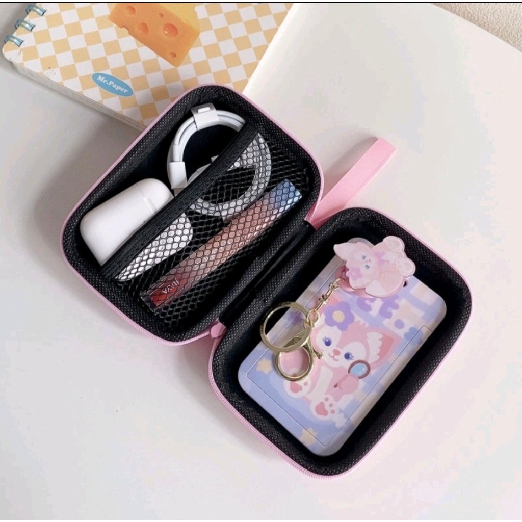 Hộp PU đựng Cáp Sạc - Tai nghe - Có khóa kéo 13x9x4 cm