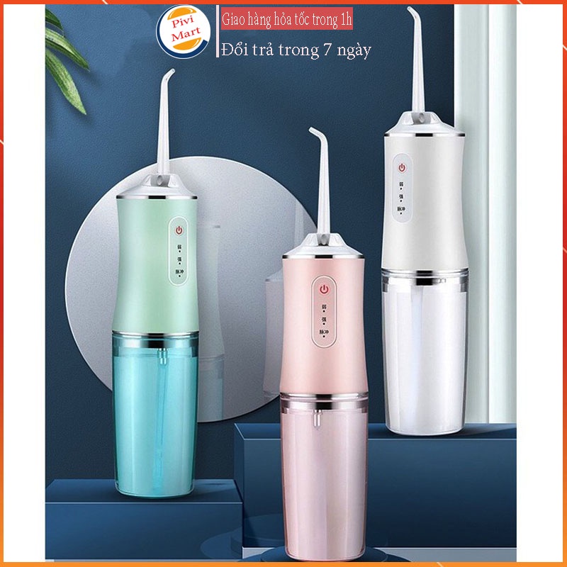 Máy Tăm Nước Nha Khoa - Tăm Nước Vệ Sinh Răng Miệng Bản Quốc Tế Chuẩn Châu Âu Chính Hãng Tặng Kèm 4 Đầu Xịt,3 mức chỉnh