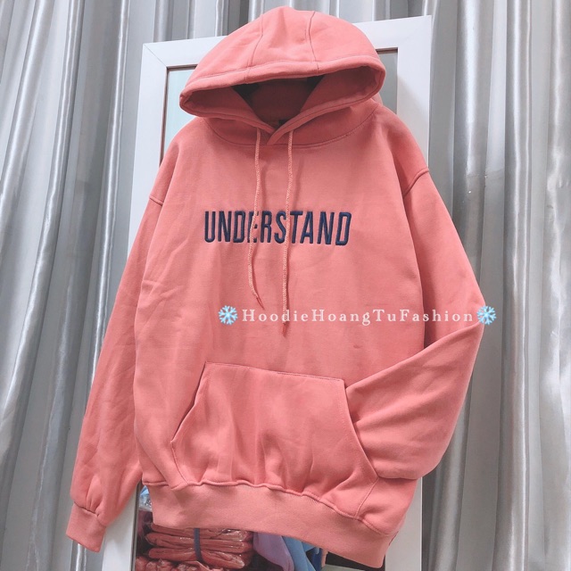 Áo hoodie vải nỉ lót bông dày dặn thêu Understand