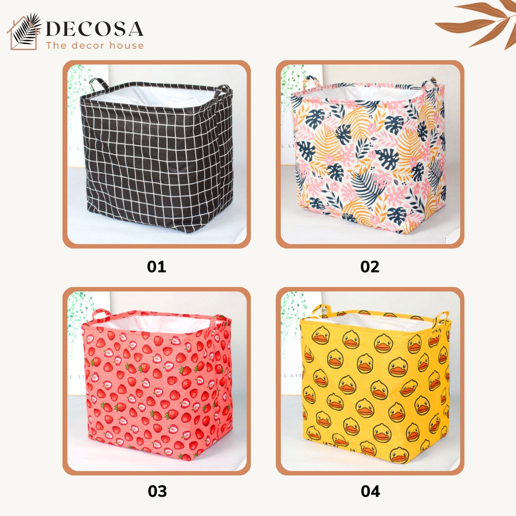 Giỏ đựng quần áo bằng vải cỡ lớn 100L có dây rút che bụi bẩn DECOSA