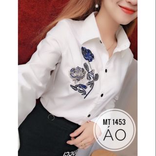 ÁO SƠMI NỮ HOA HỒNG MÃ 1453