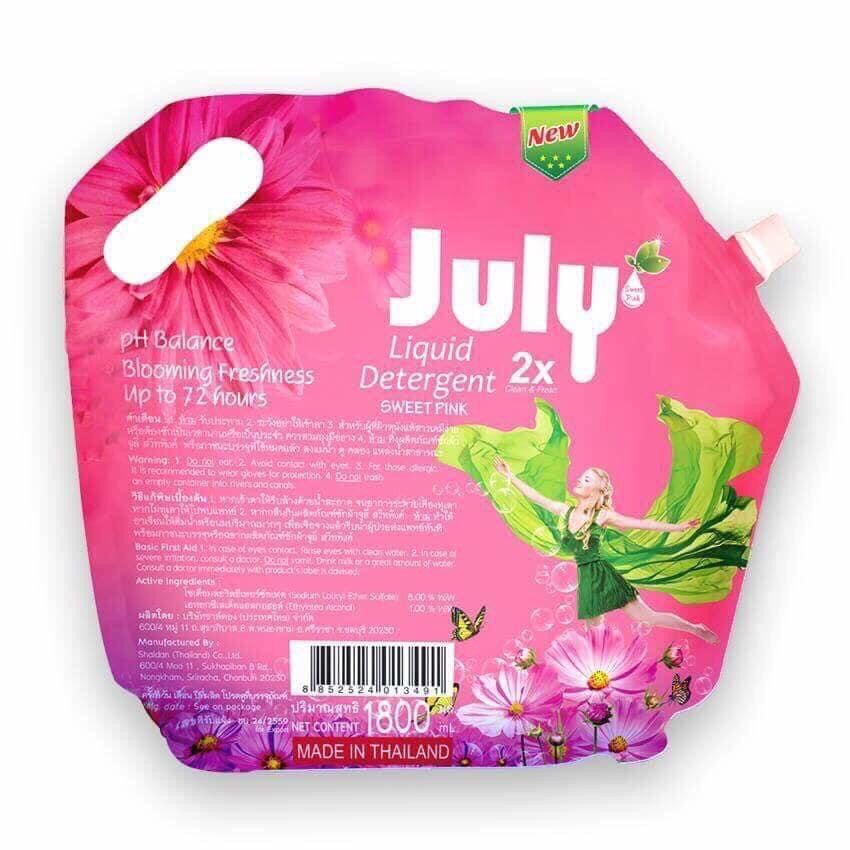 (yêu thích)Nước giặt xả July 2 in 1 Thái Lan 2X Sweet Pink túi 1800ml Hồng, Hương thơm tự nhiên, đặc trưng, dễ chịu