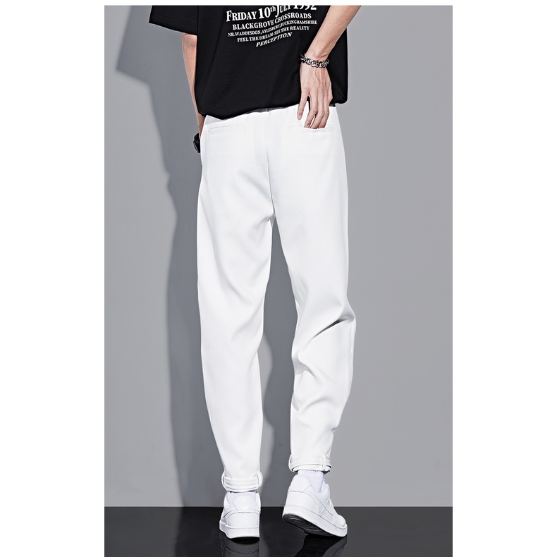 Quần baggy nam ống rộng vải Hàn cao cấp màu trắng đen đẹp thoáng mát mặc hè pon.mens hà nội hcm