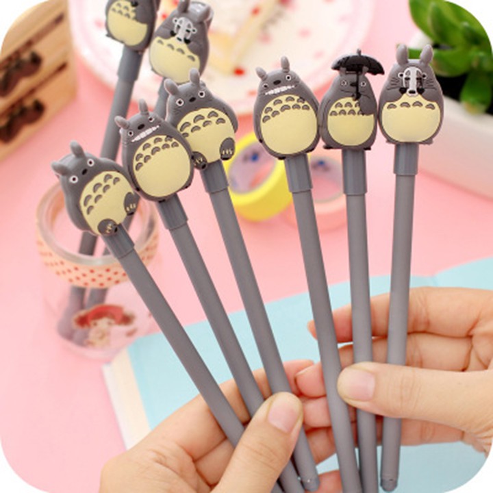 Bút totoro gel nước mực đen màu xám cute