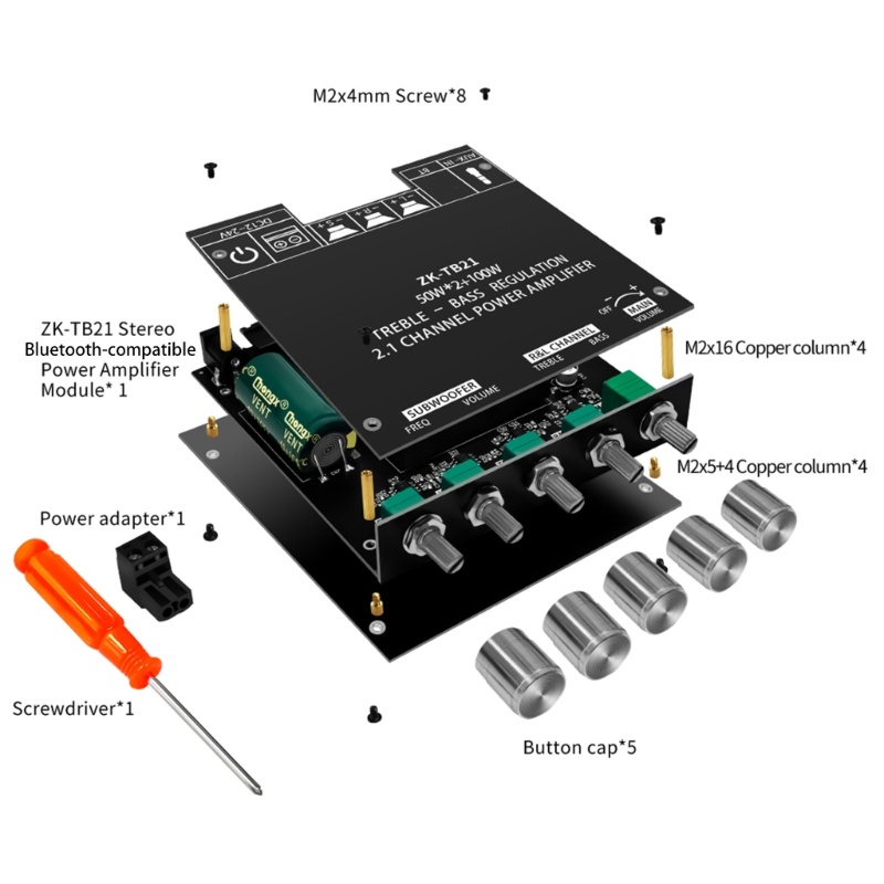 Bảng Mạch Khuếch Đại Âm Thanh Kỹ Thuật Số Công Suất Cao 50Wx 2 + 100W ZK-TB21