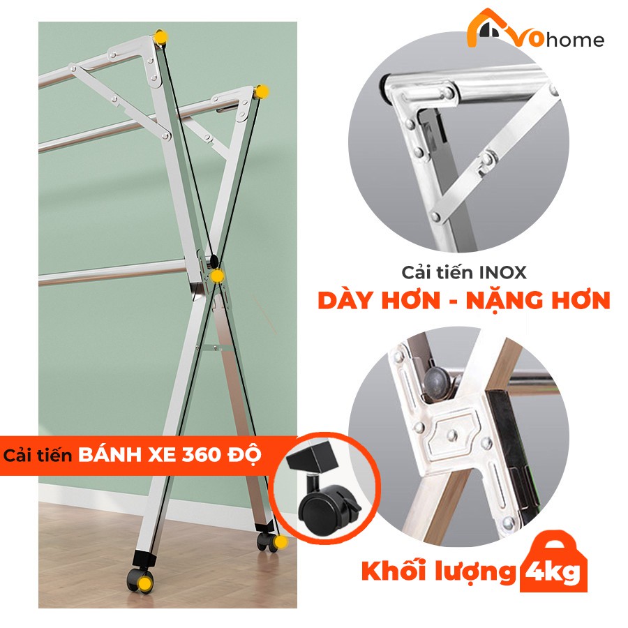 Sào phơi quần áo thông minh, cải tiến Bánh Xe, cây gấp gọn, giá giàn phơi có quà tặng móc chống bay