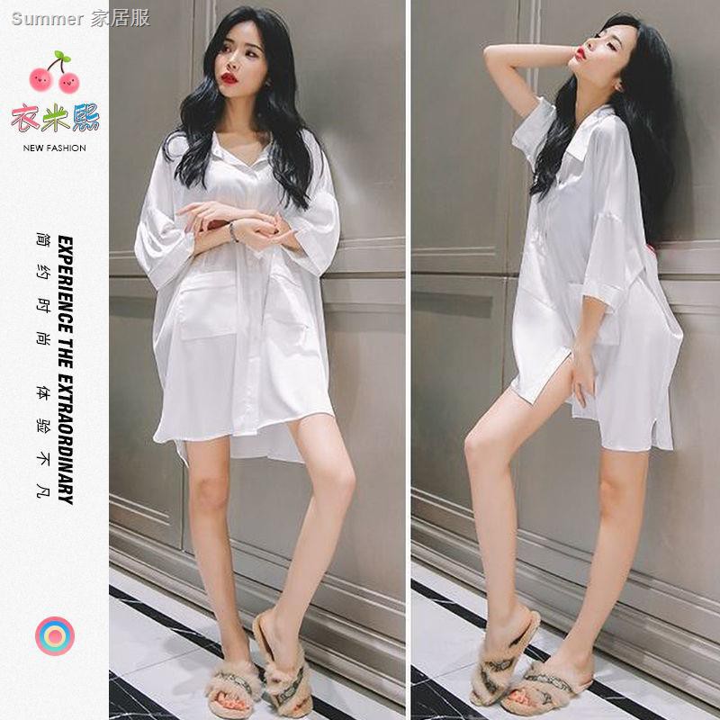 Đầm ngủ vải lụa lạnh mỏng thời trang nữ quyến rũ 2021