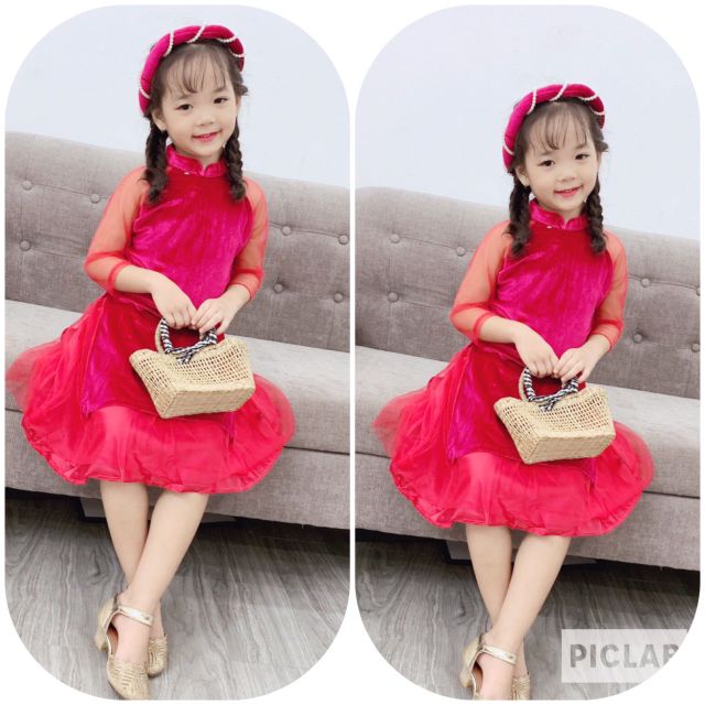 Váy nhưng cho bé đón tết