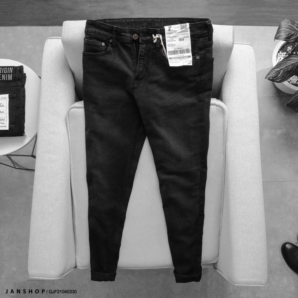 Quần Jean Fapas Đen Wash Skinny Tag Đen, Quần Bò Nam Cao Cấp