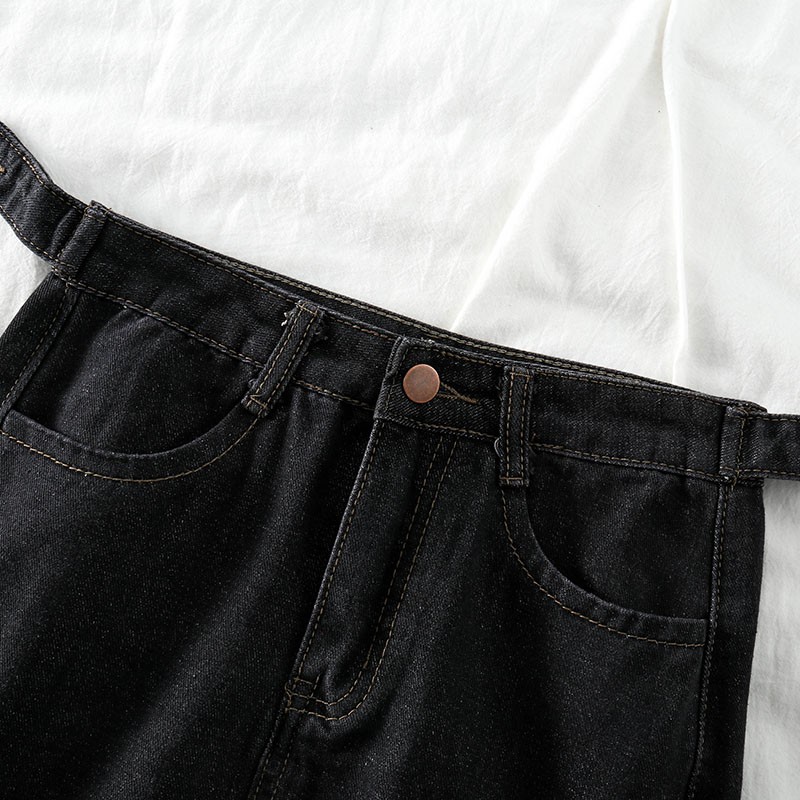 NUZIRO  Chân váy jean  dáng chữ A phong cách Hàn Quốc cho nữ