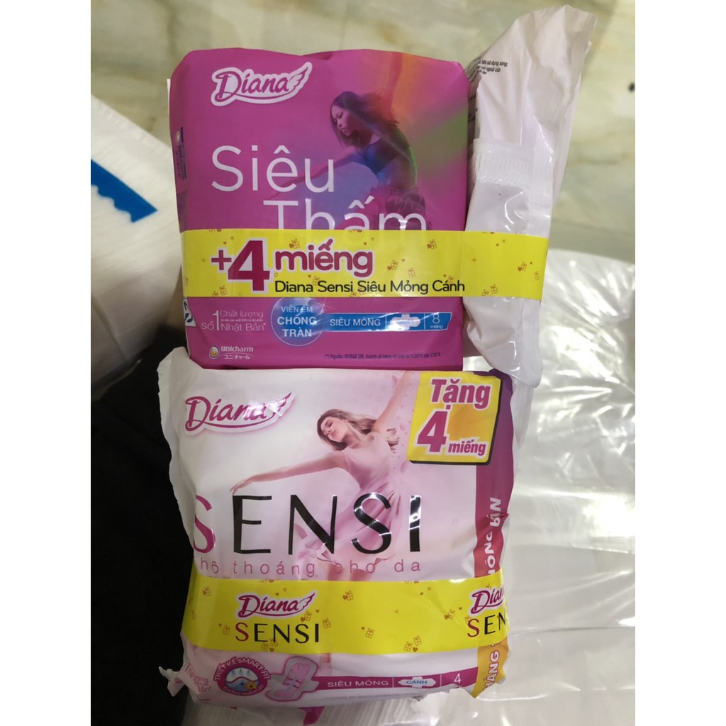 COMBO 2 BĂNG VỆ SINH DIANA  SIÊU MỎNG CÁNH 23cm TẶNG 4 miếng sensi