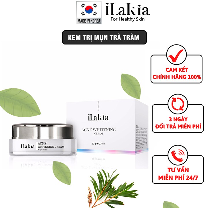 Kem Ngừa Mụn Trà Tràm Siêu Tốc ILAKIA Làm Mờ Sẹo Dưỡng Da Nhập Hàn Quốc