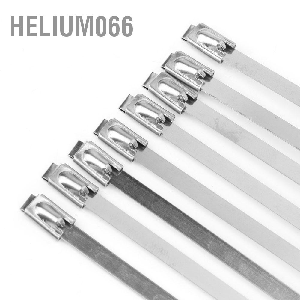 Cáp thép không gỉ Tie Kim loại Tự khóa Dây quấn Zip 100 chiếc 4.6 * 450mm Helium066