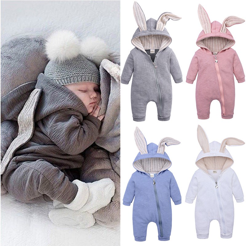 Body liền thân dài tay tai thỏ, bodysuit thu đông cho bé hàng cao cấp cotton hàng Quảng Châu xuất Nhật